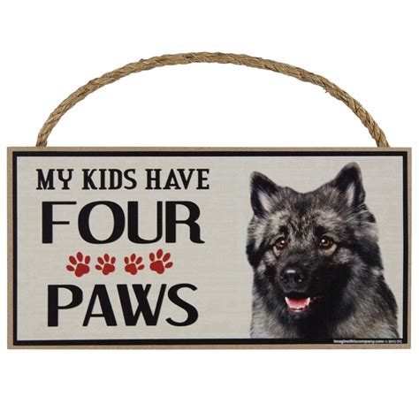 Keeshond My Kids Have Four Paws Wood Sign Old Glory