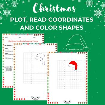 Christmas Math Geometry Worksheet Plotting Color Shapes On The