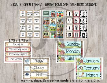 Farm Theme Classroom Calendar, Farm Class Decorations by JQTeacherShop