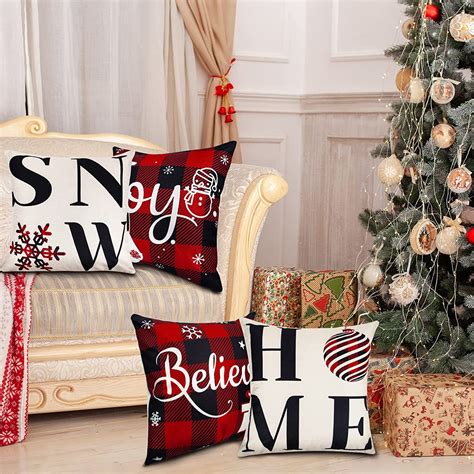 Ouddy Home Christmas Pillow Covers X Set Of Buffalo Plaid