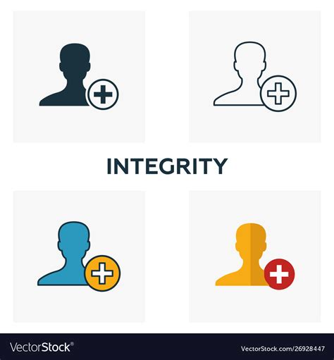 Integrity Icon Set Four Elements In Diferent Vector Image