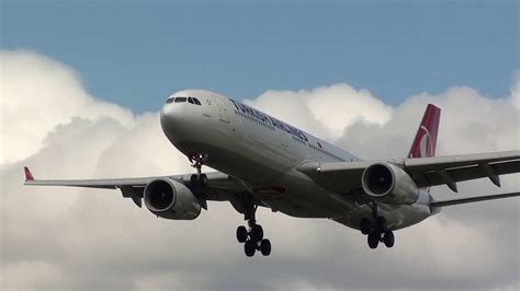 Turkish Airlines Airbus 330 300 TC JNI Landing London Heathrow 27L