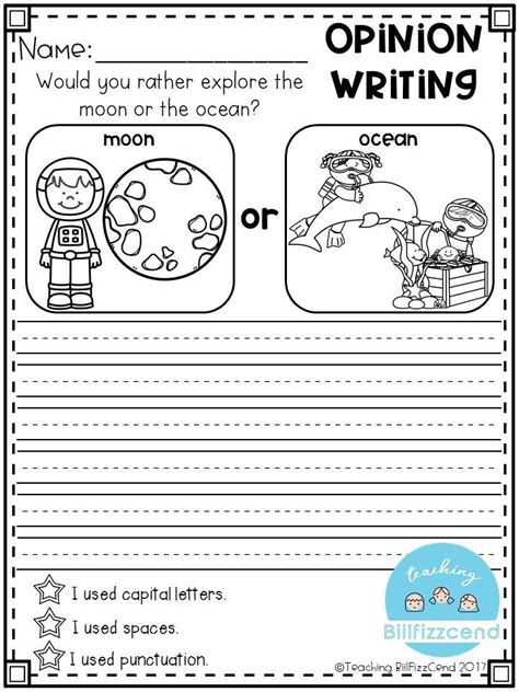 Opinion Writing Ideas For Second Grade