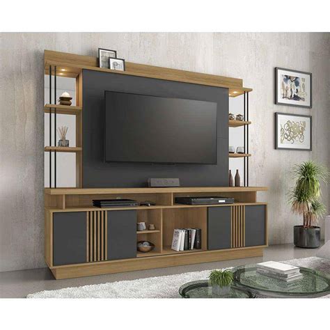 Estante Home Theater E Tv Ate 65 Polegadas Fortuna Noronha E Grafite