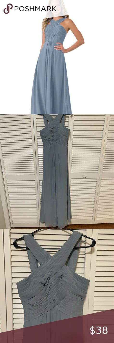 Azazie Kaleigh Dusty Blue Formal Dresses Long Azazie Bridesmaid