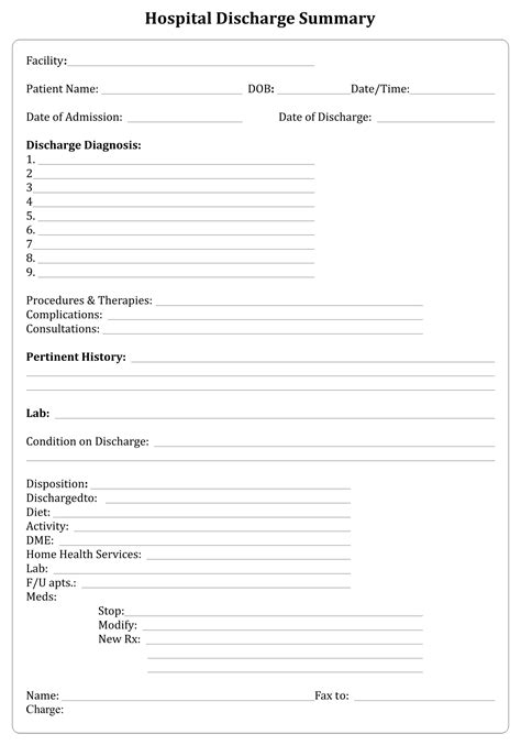 10 Best Free Printable Hospital Discharge Forms Artofit