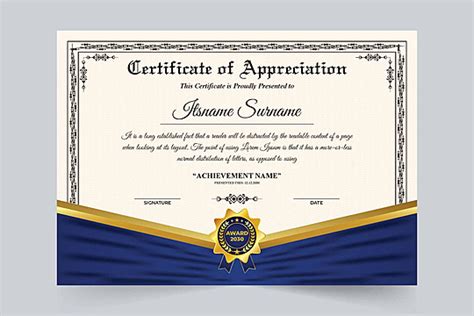 Golden Badge Academic Certificate With Calligraphy And Honor Vector