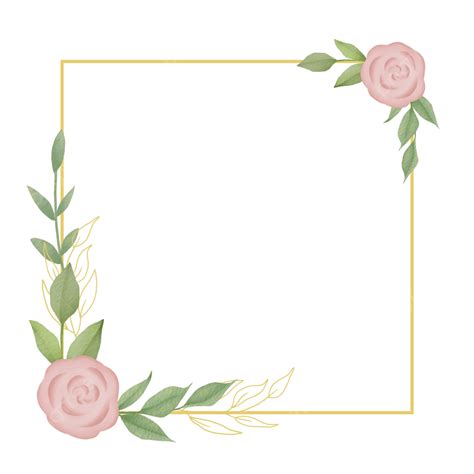 Square Floral Frame Border, Gold Square, Floral Border, Square Border ...