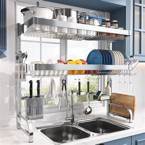 Over Sink Dish Drying Rack MAJALIS 3 Tier Full 304 Stainless Steel