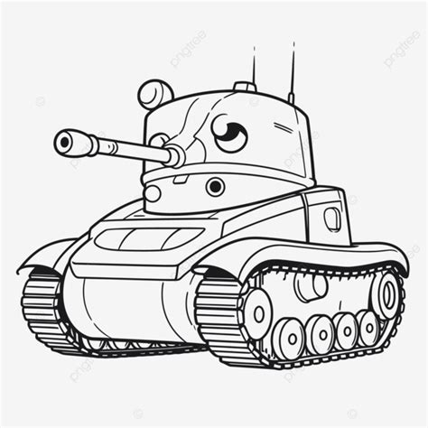 Cartoon Drawing Showing A Tank Coloring Page Outline Sketch Vector, Car ...