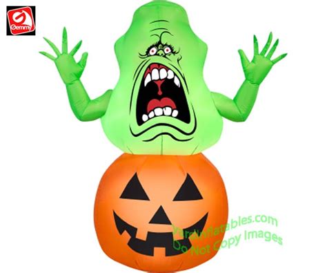 Gemmy Airblown Inflatable 3 1 2 Ghostbusters Slimer On Pumpkin