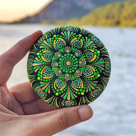 Mandala Stone Hand Painted Dot Art Dot Mandala Dot Etsy