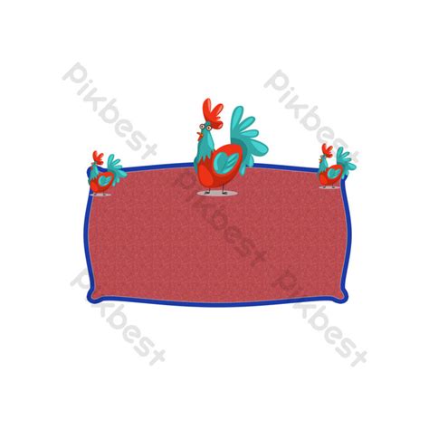 Cartoon Border Cute Rooster Red Simple Border Png Images Psd Free