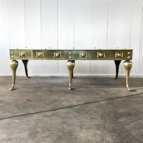 Brass Footman Coffee Table Queen Anne Style Circa 1960s At 1stdibs