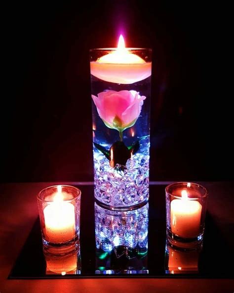 Wedding Centerpiece Floating Candle Centerpiece With Pink Etsy