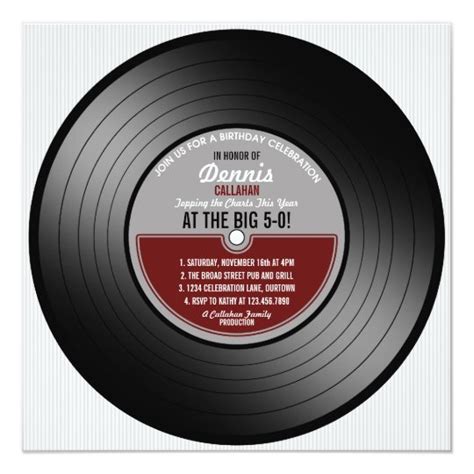 Invitation De Fête D Anniversaire De Disque Vinyle Zazzle Fr