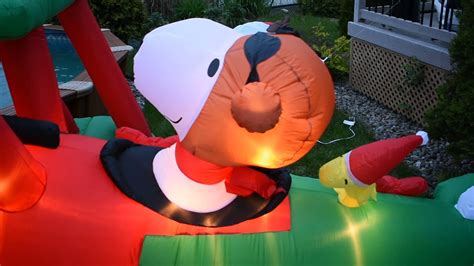 Christmas Inflatable Snoopy In Plane 12 Feet Wide Peanuts Animated