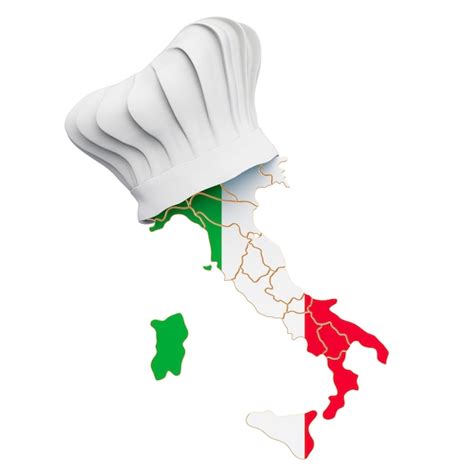 Concepto De Cocina Nacional Italiana Gorro De Chef Con Mapa De Italia