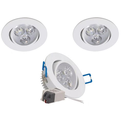 Kit 3 Spot Led Dicroica 3w Direcional Embutir Sanca Branco Frio