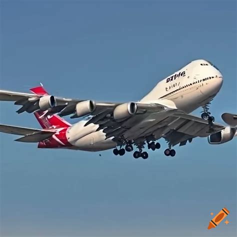 Boeing 747 800 In Qantas Livery Landing In Crosswind On Craiyon