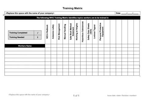 Training Matrix - NECA Safety Specialists