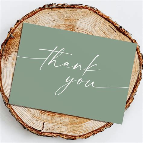 Sage Green Thank You Minimalistic Cards Small Etsy