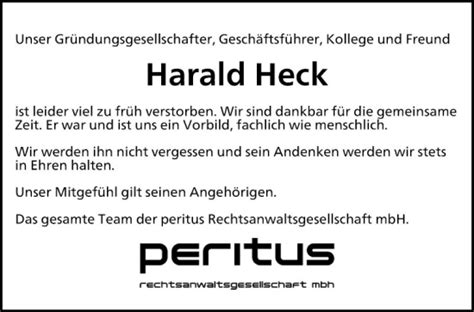 Traueranzeigen Von Harald Heck Trauerportal Ihrer Tageszeitung