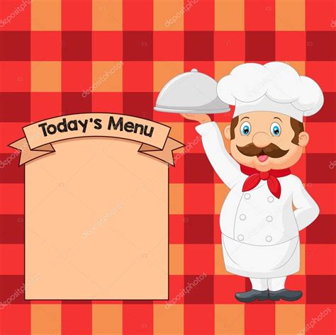 Cartoon Chef Holding A Silver Platter Stock Vector Image By Tigatelu