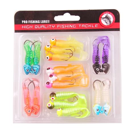 17 Pcs Lot Fishing Lure Kit Litter Soft Lures Swimming Jig 17 Soft Lure