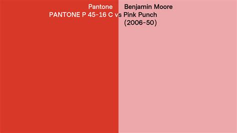 Pantone P 45 16 C Vs Benjamin Moore Pink Punch 2006 50 Side By Side