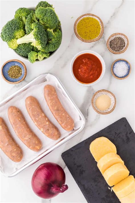 Sheet Pan Italian Sausage Polenta Broccoli Recipe Rachel Cooks