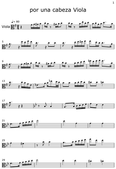 Por Una Cabeza Viola Sheet Music For Viola