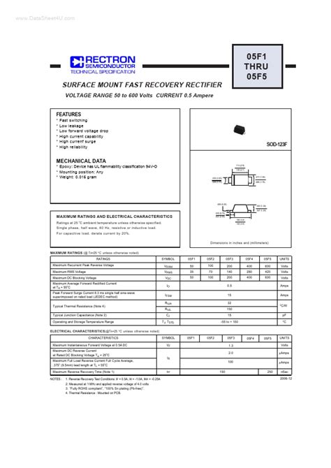 F Rectron Semiconductor Voltage Hoja De Datos Ficha T Cnica