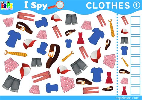 Clothes Topic I Spy Game for kids Free PDF Download - Ezpzlearn.com