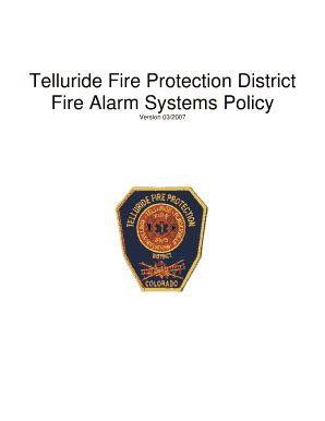 Fillable Online Fire Alarm Systems Concept Telluride Fire Dist Fax