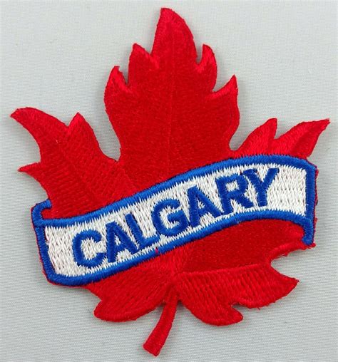 Calgary Maple Leaf Patch Embroidered Iron On Applique Etsy