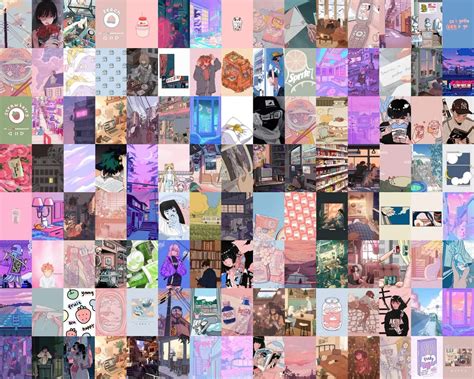 Inflyers Lofi Anime Collage Kit 100 Pcs Cute Dorm Photo Wall Decor Bedroom Décor For Teens