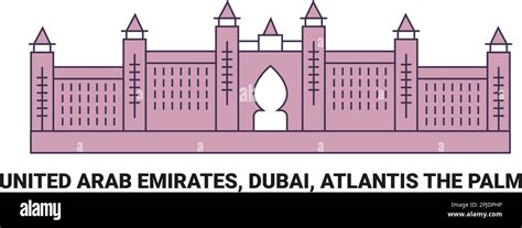 United Arab Emirates Dubai Atlantis The Palm Travel Landmark Vector