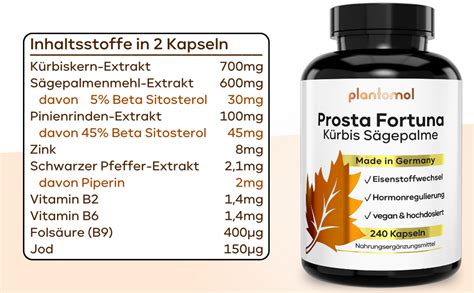 NEU plantomol 240 Prosta Fortuna Kapseln mit 700mg Kürbiskern Extrakt