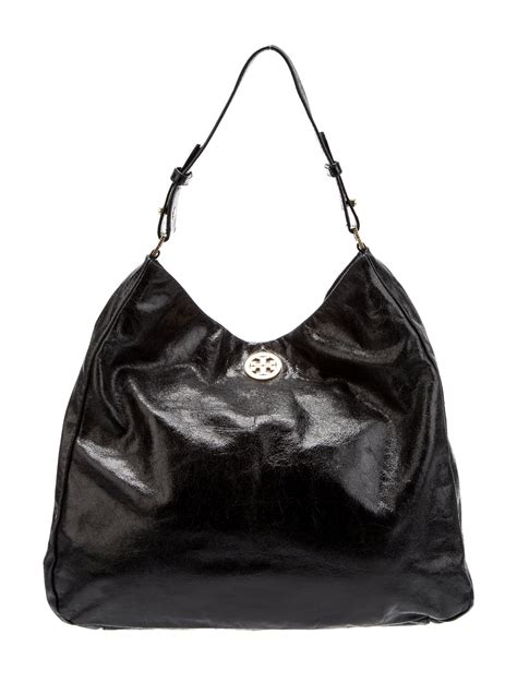 Tory Burch Leather Hobo Black Hobos Handbags Wto The Realreal