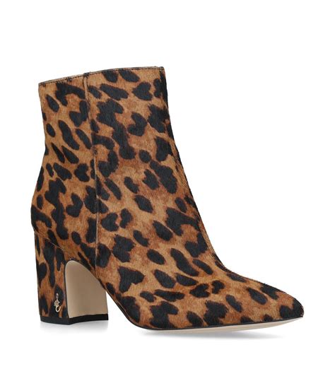 Sam Edelman Leopard Print Hilty Ankle Boots In Brown Lyst