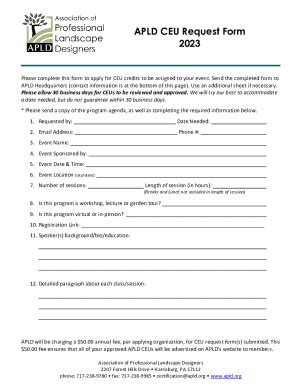 Fillable Online Apld Ceu Request And Payment Form Fax Email Print