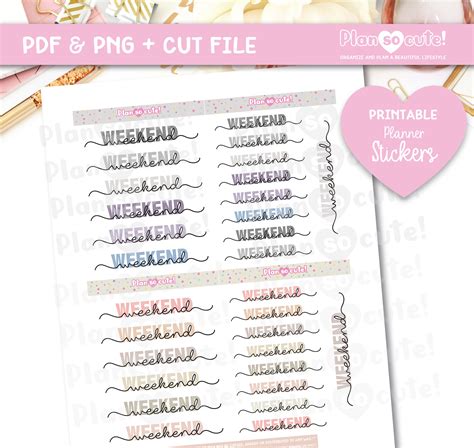 WEEKEND Script Printable Planner Stickers Script Stickers - Etsy