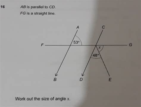 Solved Ab Is Parallel To Cd Fg Is A Straight Line Work Out The