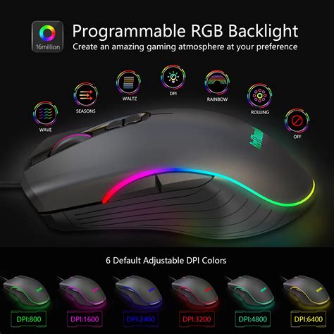 Redthunder Gaming Maus Verdrahtete 7 Programmierbare Tasten Chroma