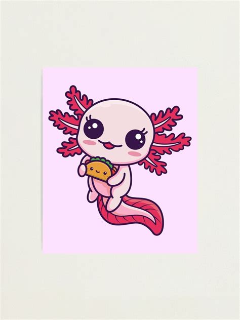 Lámina fotográfica Kawaii Axolotl comiendo un taco de ShikitaMakes