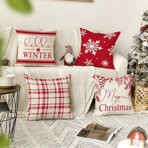 Avoin Colorlife Merry Christmas Hello Winter Buffalo Plaid Snowflake