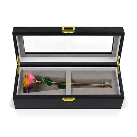 spectrum rainbow rose  premium glass lid display case infinity rose