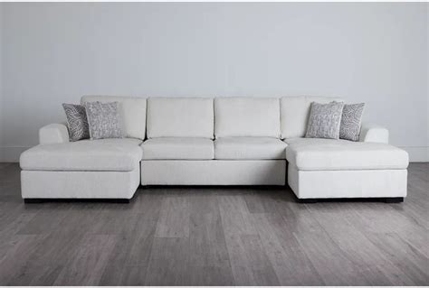 Blakely White Fabric Double Chaise Sleeper Storage Sectional, Full ...