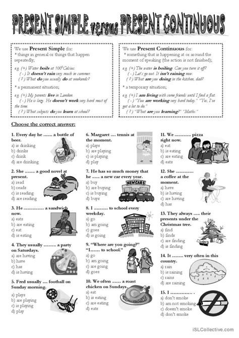 Present Continuous Worksheets 6 класс